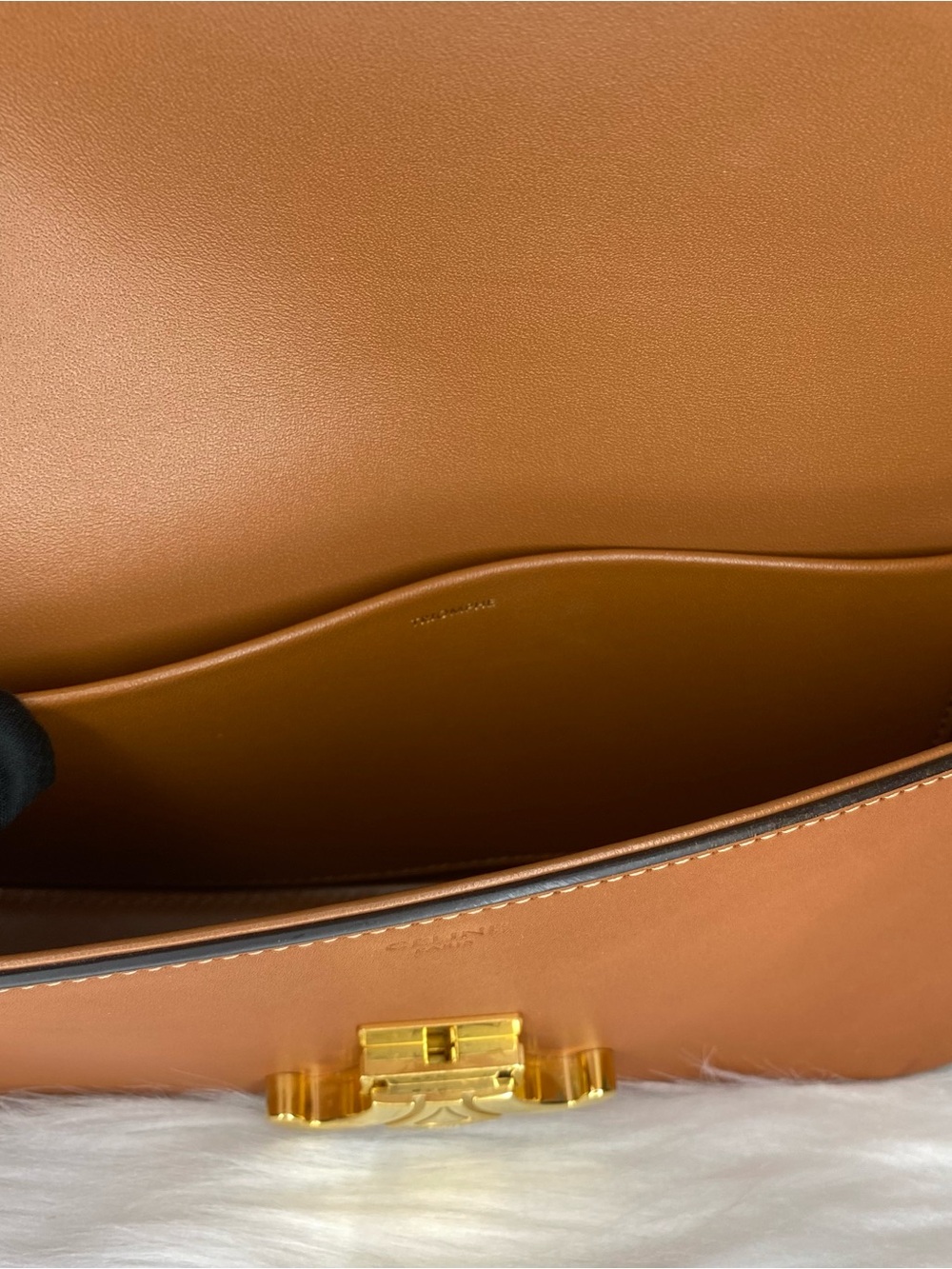 Celine Triomphe Cognac Leather Shoulder Bag with Gold - Picture 8 of 8